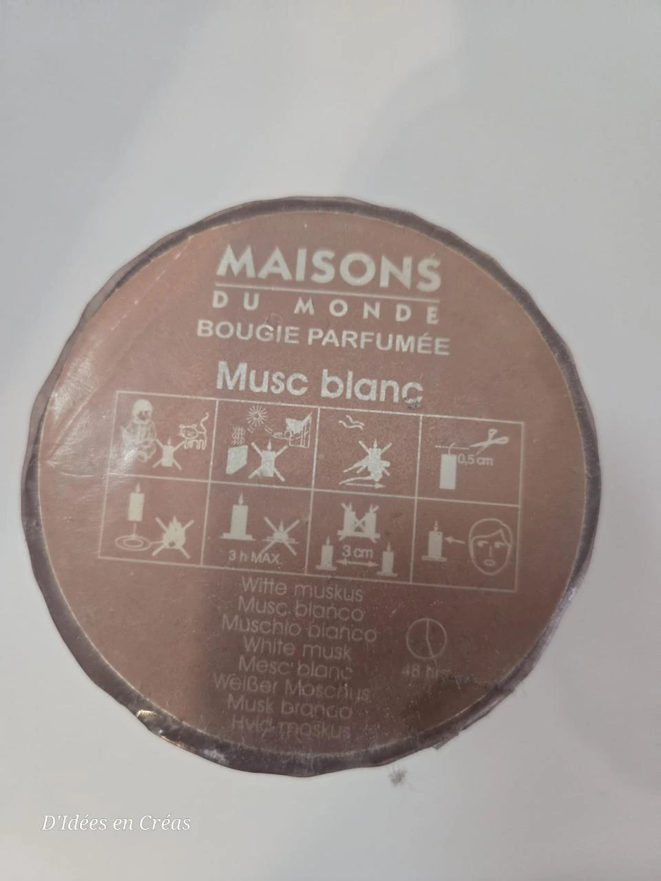 Bougía perfumada Maisons du Monde - Musc Blanc - Formato grande - Vidrio – photo 2